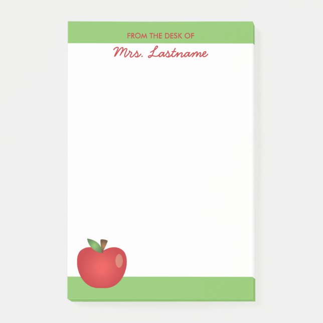 Notas Post-it® Apple Personalizado rojo con nombre personalizado (Anverso)