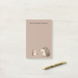 Notas Post-it® Apreciación de Ratón Erizo Marrón Lindo Crema