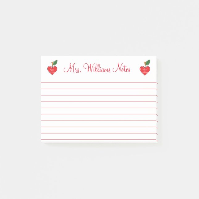 Notas Post-it® apreciación del profesor corazón lindo personaliza (Anverso)