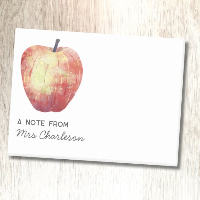 Notas Post-it® Apreciación del profesor de Apple personalizada (Fun watercolor apple personalized teacher appreciation post it notes)