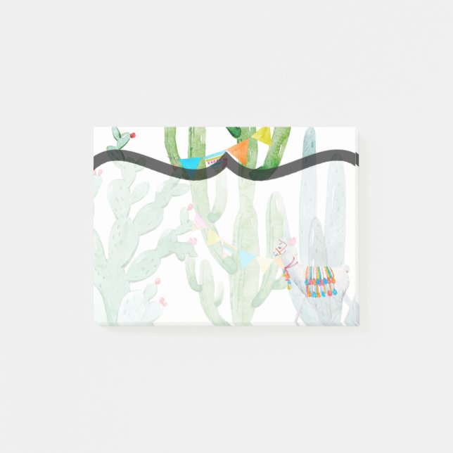 Notas Post-it® Apuntes del Boho Llama Flujo del Desierto Cacti Bo (Anverso)