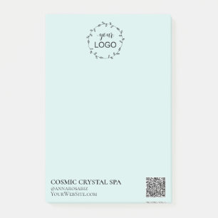 Notas Post-it® *~* Aqua Blue Business QR Logotipo mínimo simple
