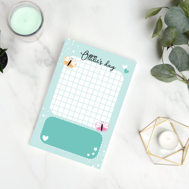 Notas Post-it® Aqua Cute Hearts Stars Butterflies Añadir nombre (Subido por el creador)