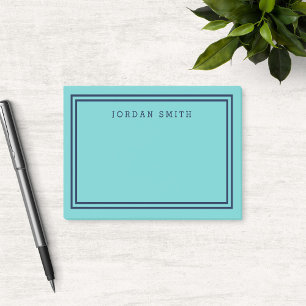 Notas Post-it® Aqua moderna Verde azulada con doble frontera azul