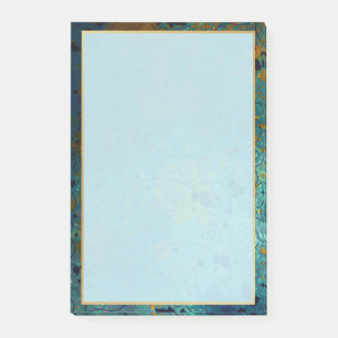 Notas Post-it® Aquamarine y oro elegantes