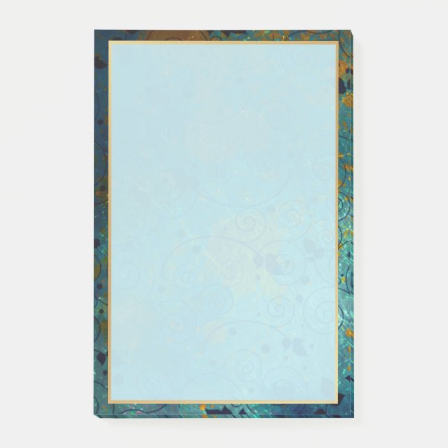 Notas Post-it® Aquamarine y oro elegantes (Anverso)