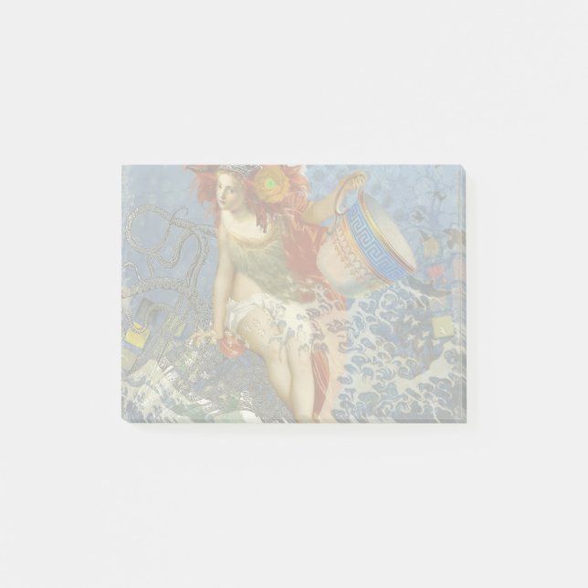 Notas Post-it® Aquarius Mermaid Arte Gótico Azul (Anverso)