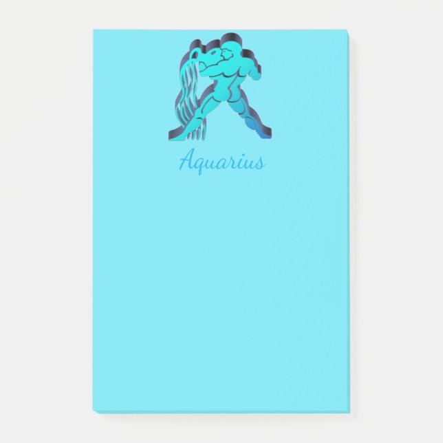 Notas Post-it® Aquarius Zodiac Astrología Azul Elegante Rótulo So (Anverso)