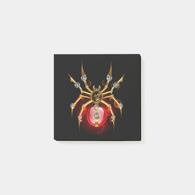 Notas Post-it® Araña de vapor sobre negro (Anverso)