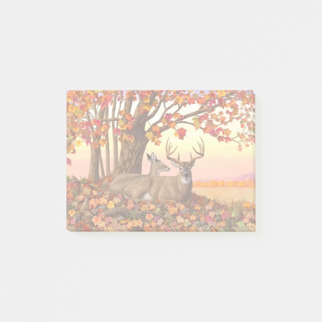 Notas Post-it® Árbol de arce del otoño de los ciervos blancos (Anverso)
