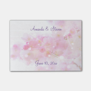 Notas Post-it® Árbol de cerezas con Boda de flores rosadas pastel