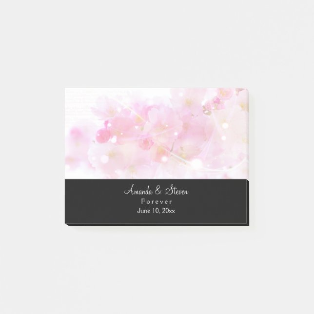 Notas Post-it® Árbol de cerezo japonés con flores rosadas pastele (Anverso)