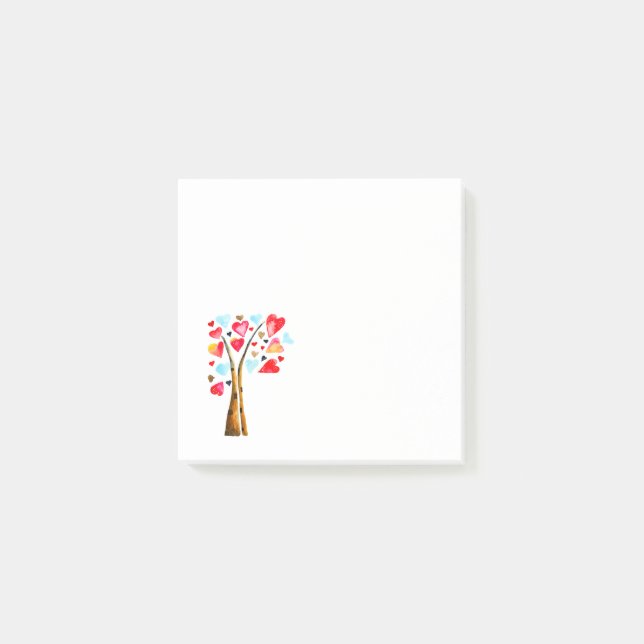 Notas Post-it® Árbol de corazones caprichosos valemtines (Anverso)