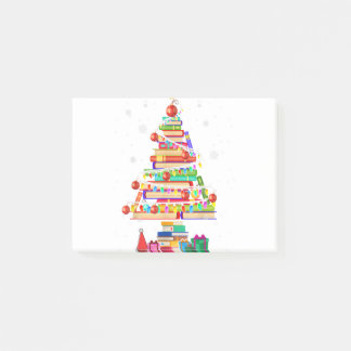Notas Post-it® Árbol de la biblioteca de navidad adorable amante