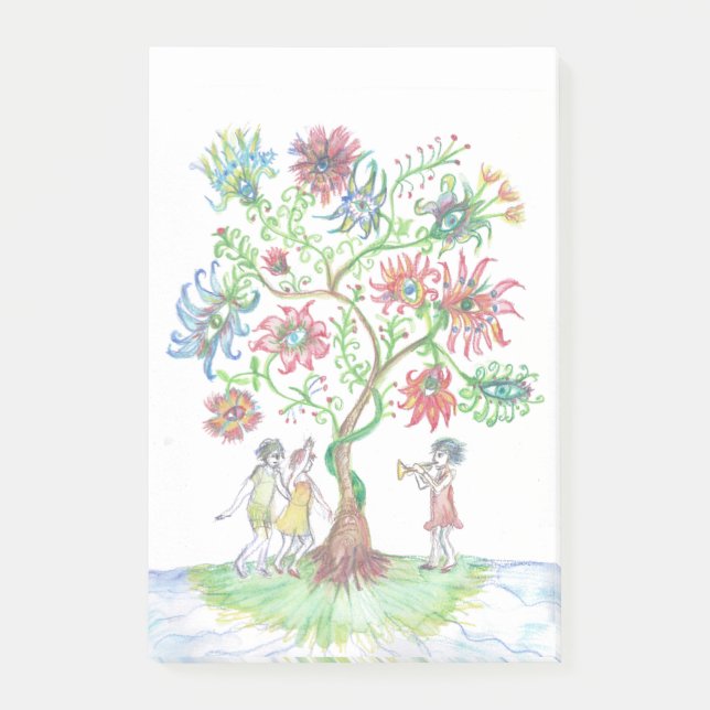 Notas Post-it® Árbol de la vida y bailarines (Anverso)