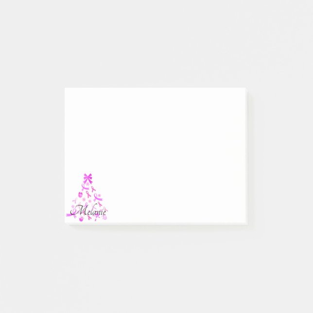 Notas Post-it® Árbol de Navidad de cinta rosada (Anverso)