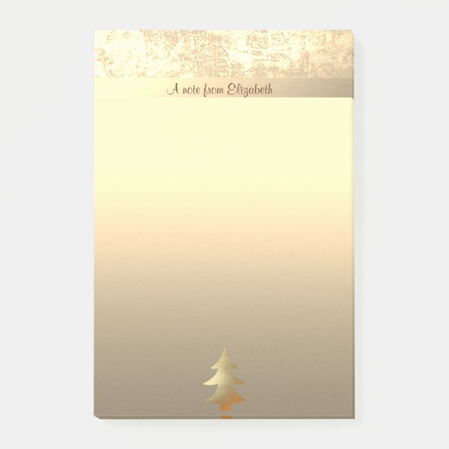 Notas Post-it® Árbol de Navidad de oro elegante - Personalizado (Anverso)