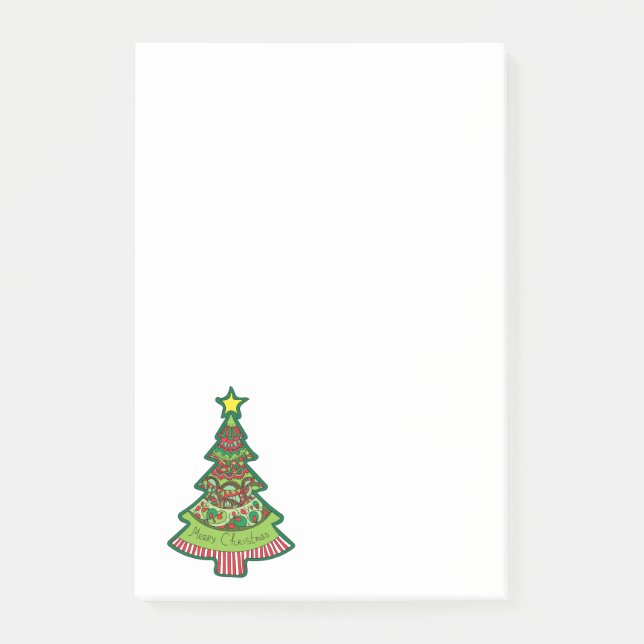 Notas Post-it® Árbol de Navidad Doodle (Anverso)