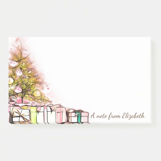 Notas Post-it® Árbol de Navidad, presentes (Anverso)