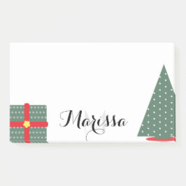Notas Post-it® Árbol de Navidad y Monograma Inicial de Regalo