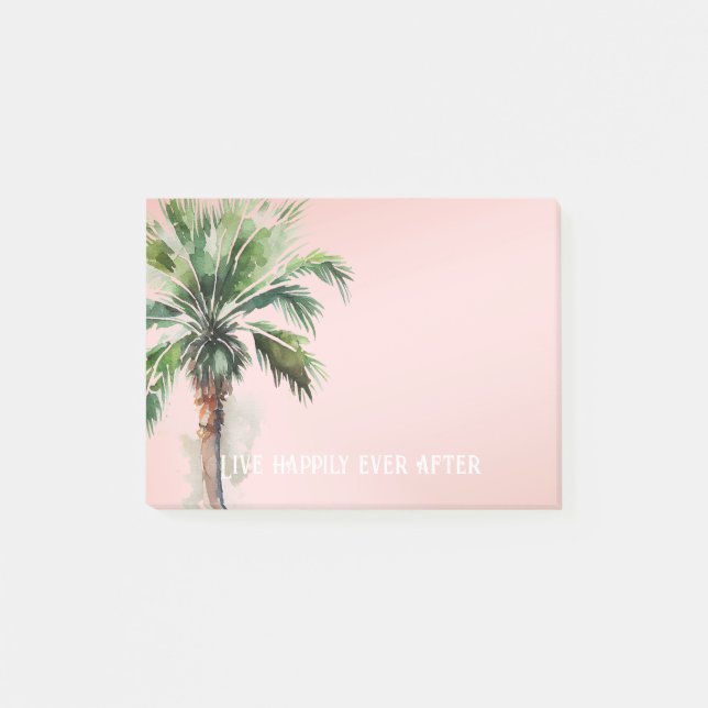 Notas Post-it® Árbol de palma tropical rosa Rubor (Anverso)