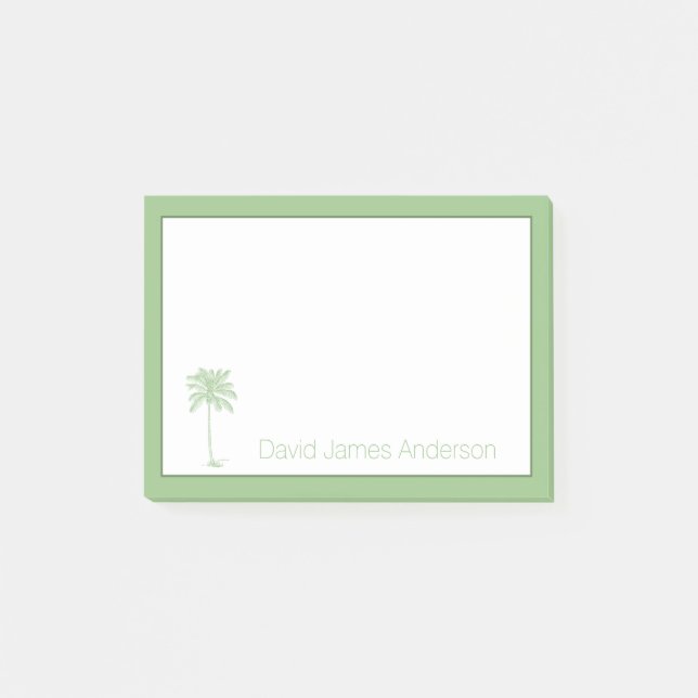 Notas Post-it® Árbol de palmetto verde y blanco personalizado (Anverso)