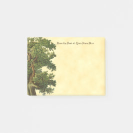 Notas Post-it® Árbol de roble vintage editable con letra negra