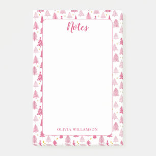 Notas Post-it® Árbol de vacaciones de Navidades rosados