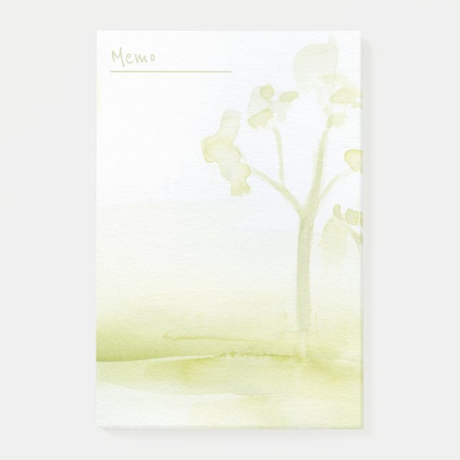 Notas Post-it® Árboles de acuarela verde (Anverso)