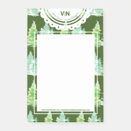 Notas Post-it® Árboles de Navidad con iniciales y nombre pintados