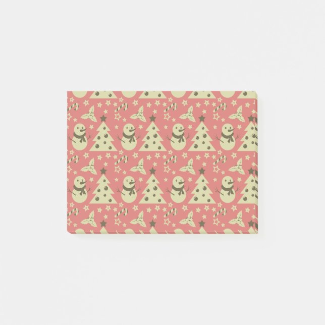 Notas Post-it® Árboles de Navidad retro estrella de berry caramel (Anverso)