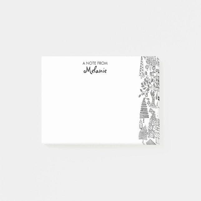 Notas Post-it® Árboles Ilustracion blanco y negro personalizado (Anverso)