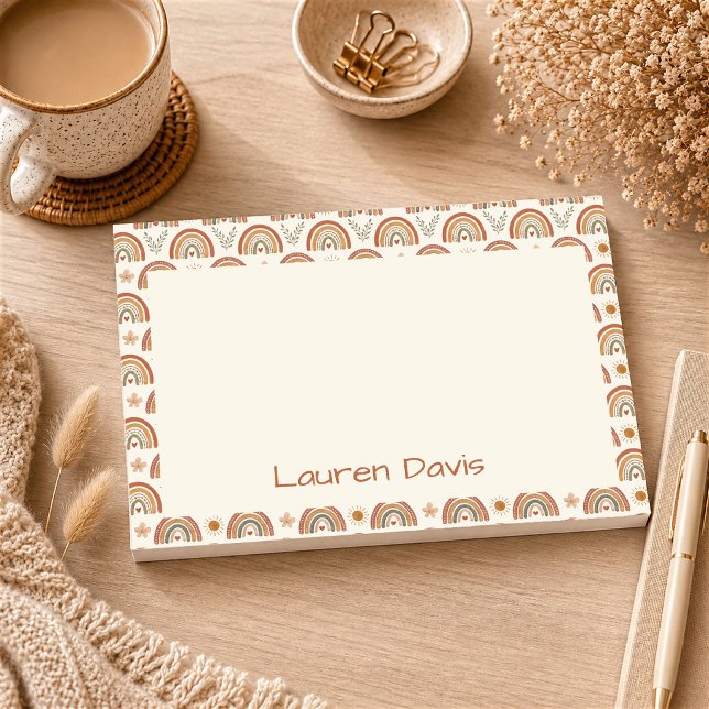 Notas Post-it® Arcoíris a la acuarela boho personalizado (Personalized Boho Watercolor Rainbow Post It Notes)