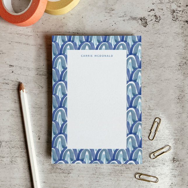 Notas Post-it® Arcoíris Acuarela Bohemio en Azul (Bohemian Watercolor Rainbows in Blue Post-it Notes)