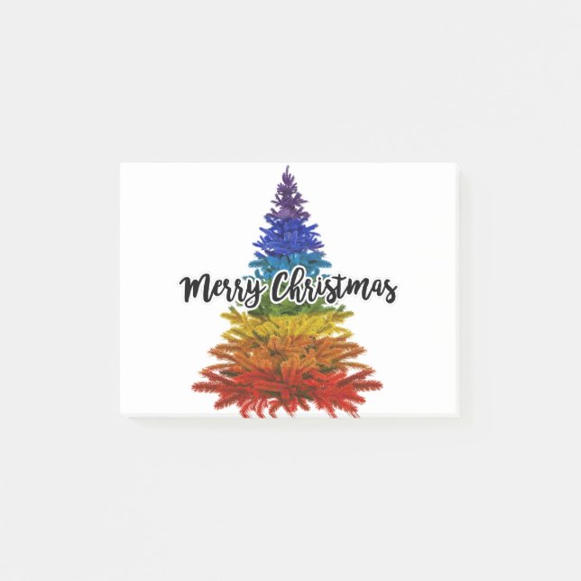 Notas Post-it® arcoiris alegre árbol de navidad (Anverso)