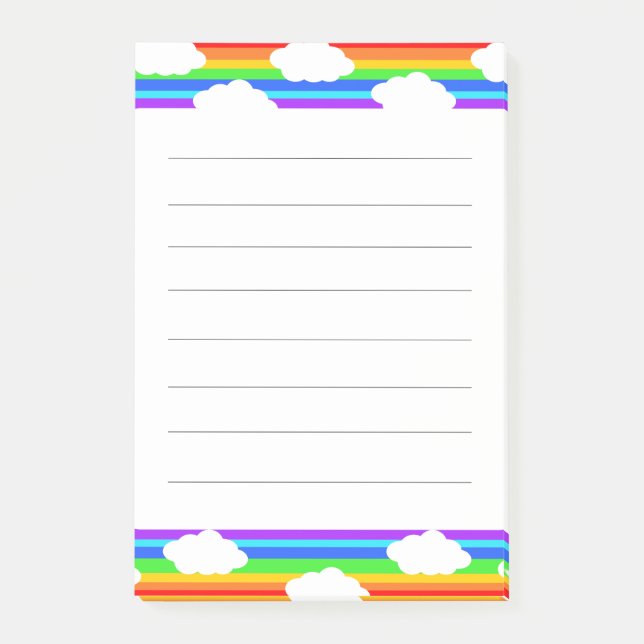 Notas Post-it® Arcoiris con nubes (Anverso)