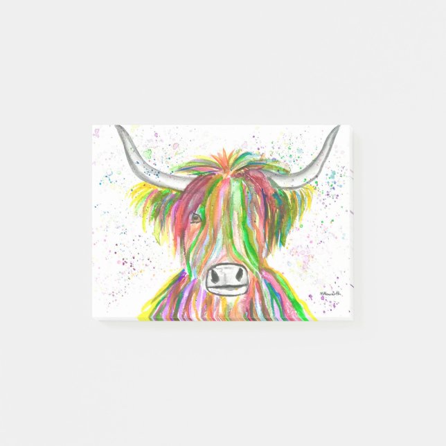 Notas Post-it® Arcoiris de montaña vaca acuático animal lindo (Anverso)