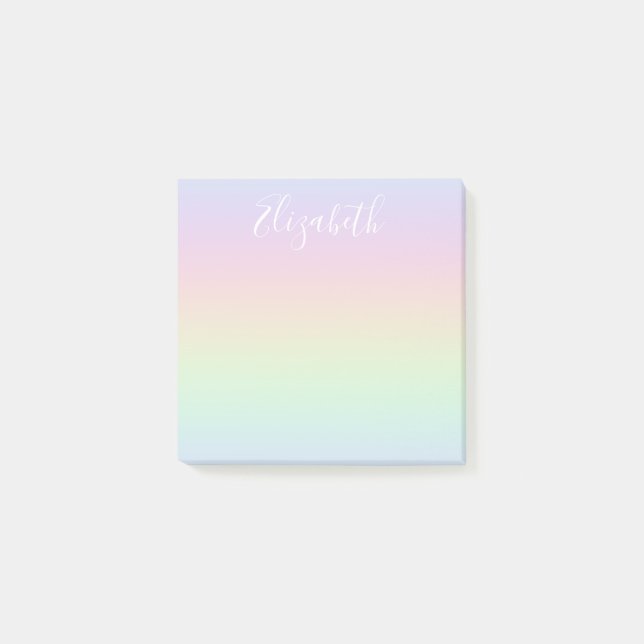 Notas Post-it® Arcoíris Pastel Ombre Blanco Caligrafía (Anverso)