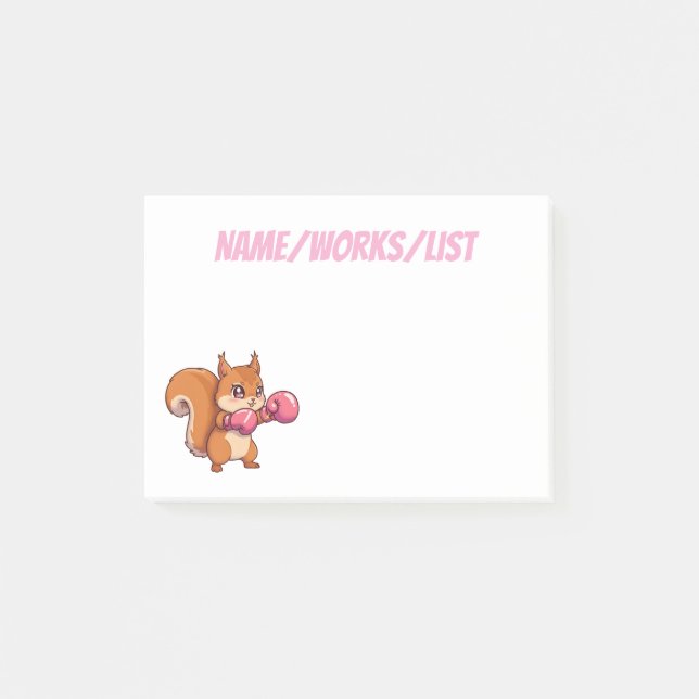Notas Post-it® Ardilla Boxeadora Adorable Divertida (Anverso)