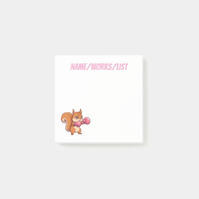 Notas Post-it® Ardilla Boxeadora Adorable Divertida (Anverso)