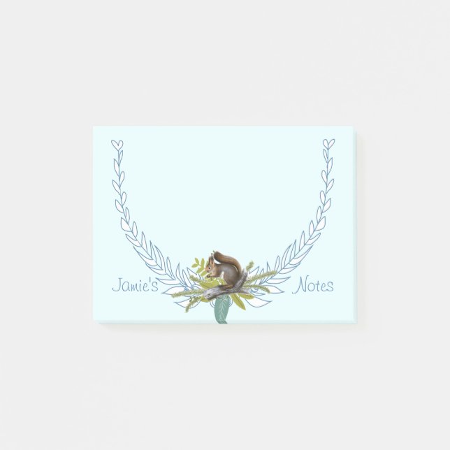 Notas Post-it® Ardilla de criaturas de bosques personalizadas (Anverso)