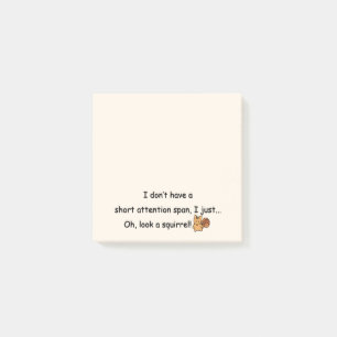Notas Post-it® Ardilla de Espectro de Atención Corta, Humorística
