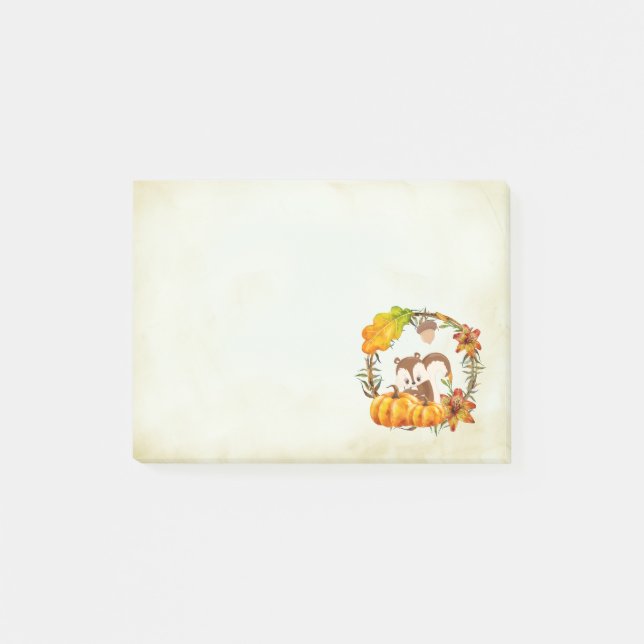 Notas Post-it® Ardilla y calabazas de guirnaldas rusas (Anverso)