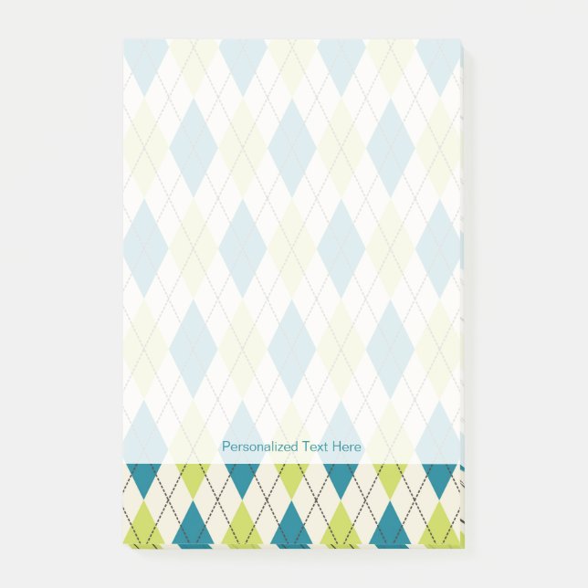 Notas Post-it® Argyle Azul Y Verde (Anverso)