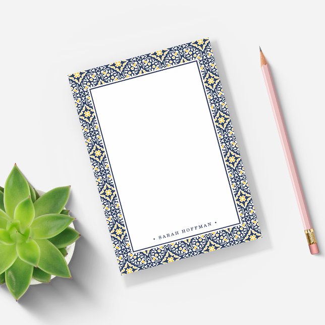 Notas Post-it® Armada personalizada y patrón mediterráneo amarill (Subido por el creador)