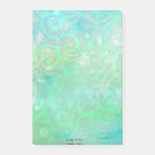 Notas Post-it® Arte abstracto azul y verde (Anverso)