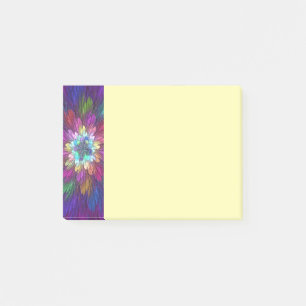 Notas Post-it® Arte abstracto fractal de flor psicodélica colorid