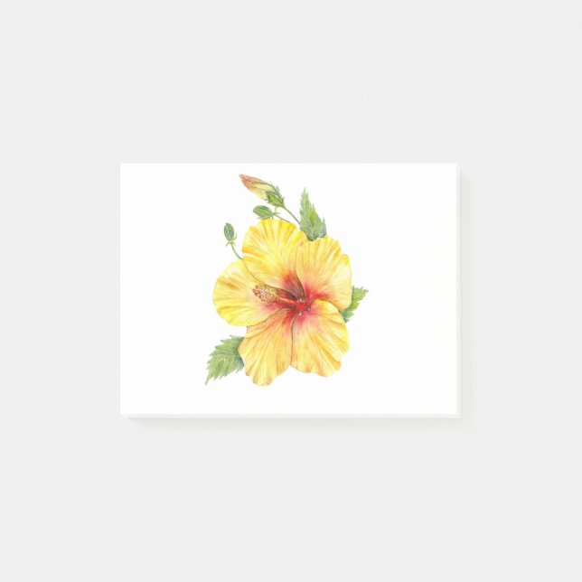 Notas Post-it® Arte botánico amarillo hibiscus (Anverso)