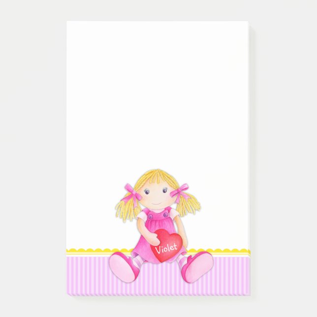 Notas Post-it® Arte de acuarela de muñecas de rag llamado post an (Anverso)