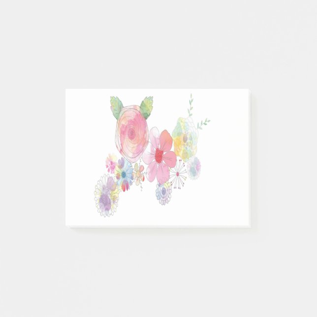 Notas Post-it® Arte de flores acuáticas (Anverso)